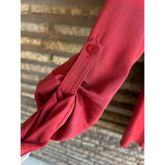 FDJ French Dressing Jeans Paprika Tunic Length Roll Tab Sleeve Blouse NWT Large - Picture 6 of 10